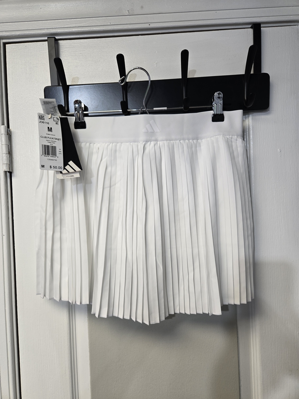 Adidas Womens Club Pleated skirt Tennis Skirt Pickleball Skirt NWT White MEDIUM